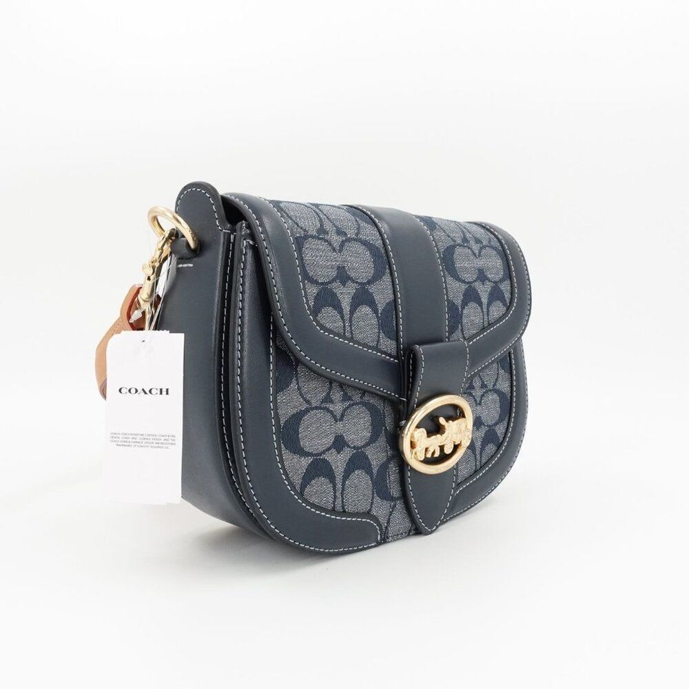 Coach Women's Georgie Saddle Bag In Signature Chambray Blue OS - Picture 3 of 14